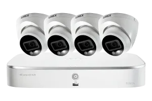 4K Ultra HD 8-Channel Fusion NVR System with 4 Smart Deterrence IP Audio Dome Cameras and Two-Way Talk